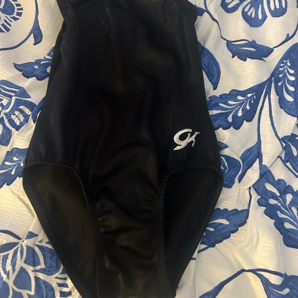 GK Metallic Black Gymnastics Leotard